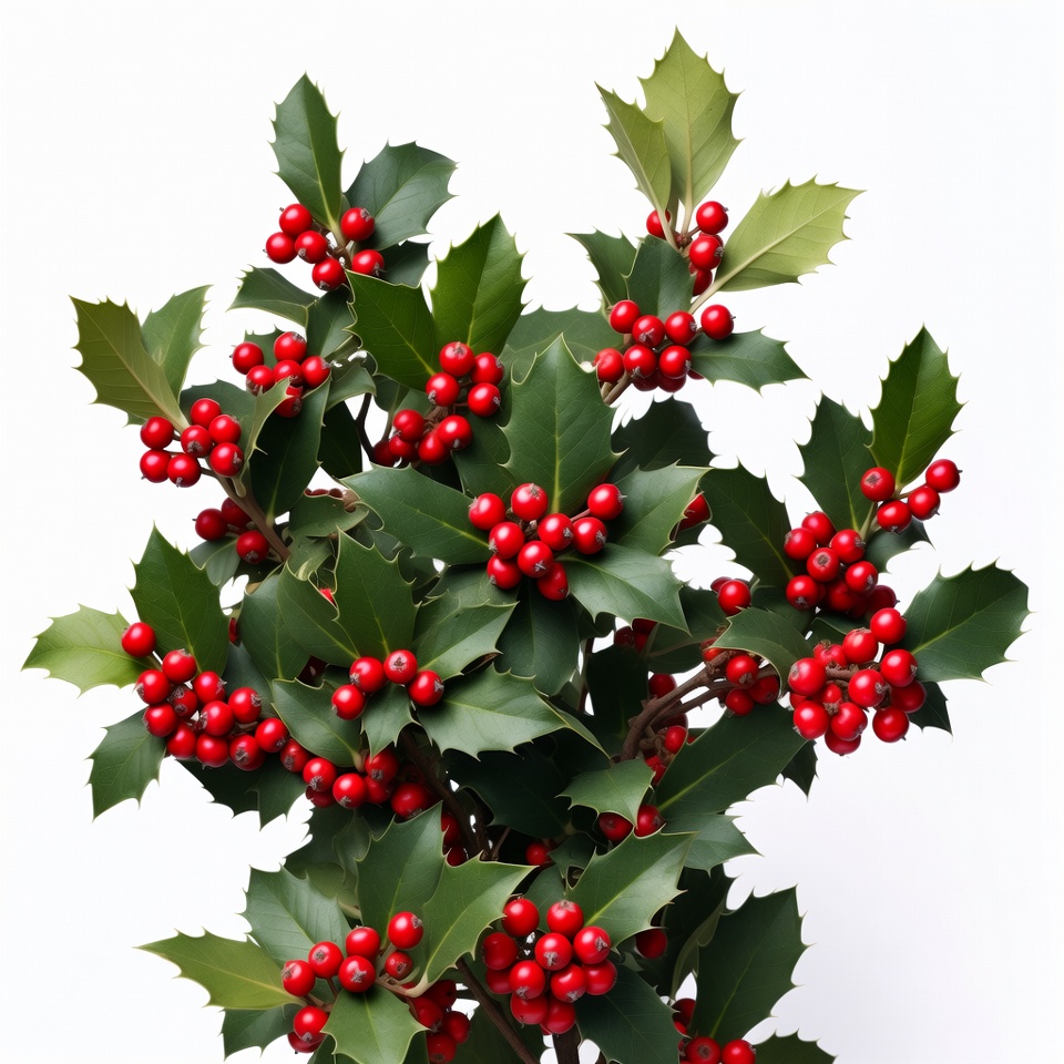 Holly Leaves with Red Berries Holly Leaves with Red Berries