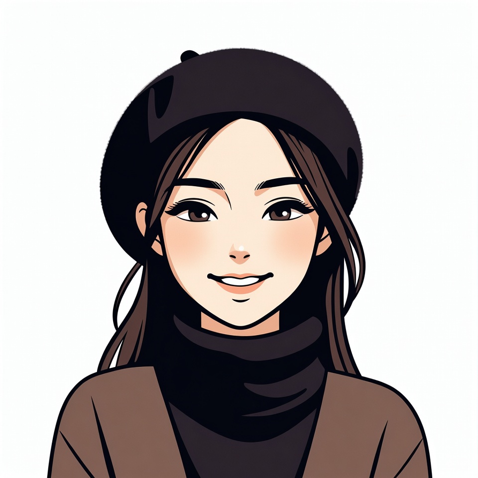 Asian woman wearing black beret Asian woman wearing black beret