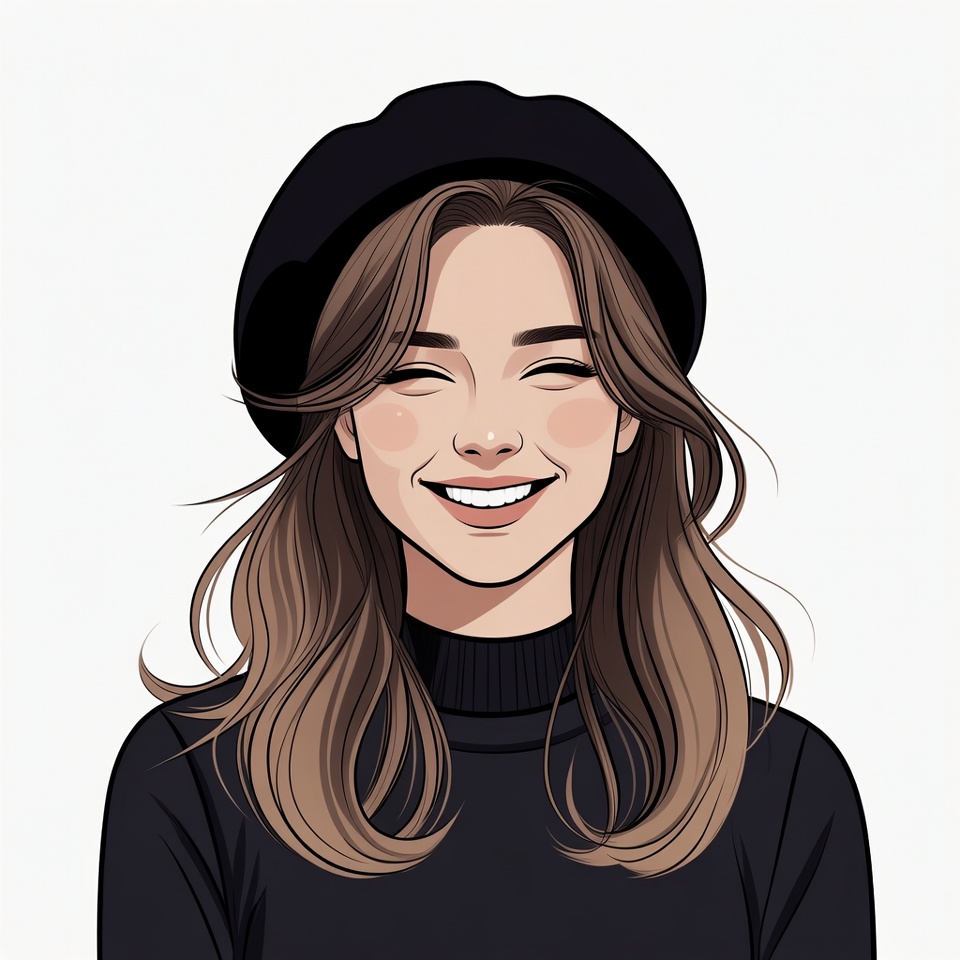 Smiling Woman in Black Beret Smiling Woman in Black Beret