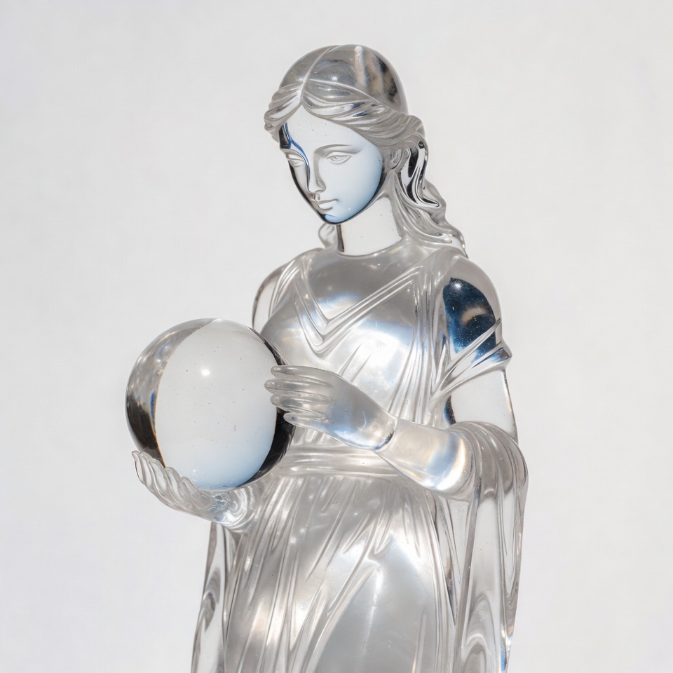 Crystal woman statue holding orb Crystal woman statue holding orb