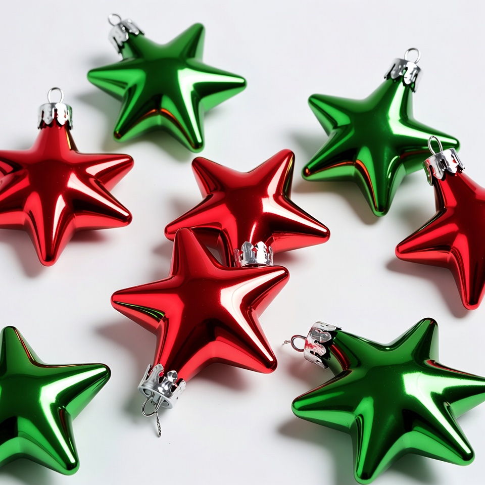 Red and Green Star Christmas Ornaments Red and Green Star Christmas Ornaments