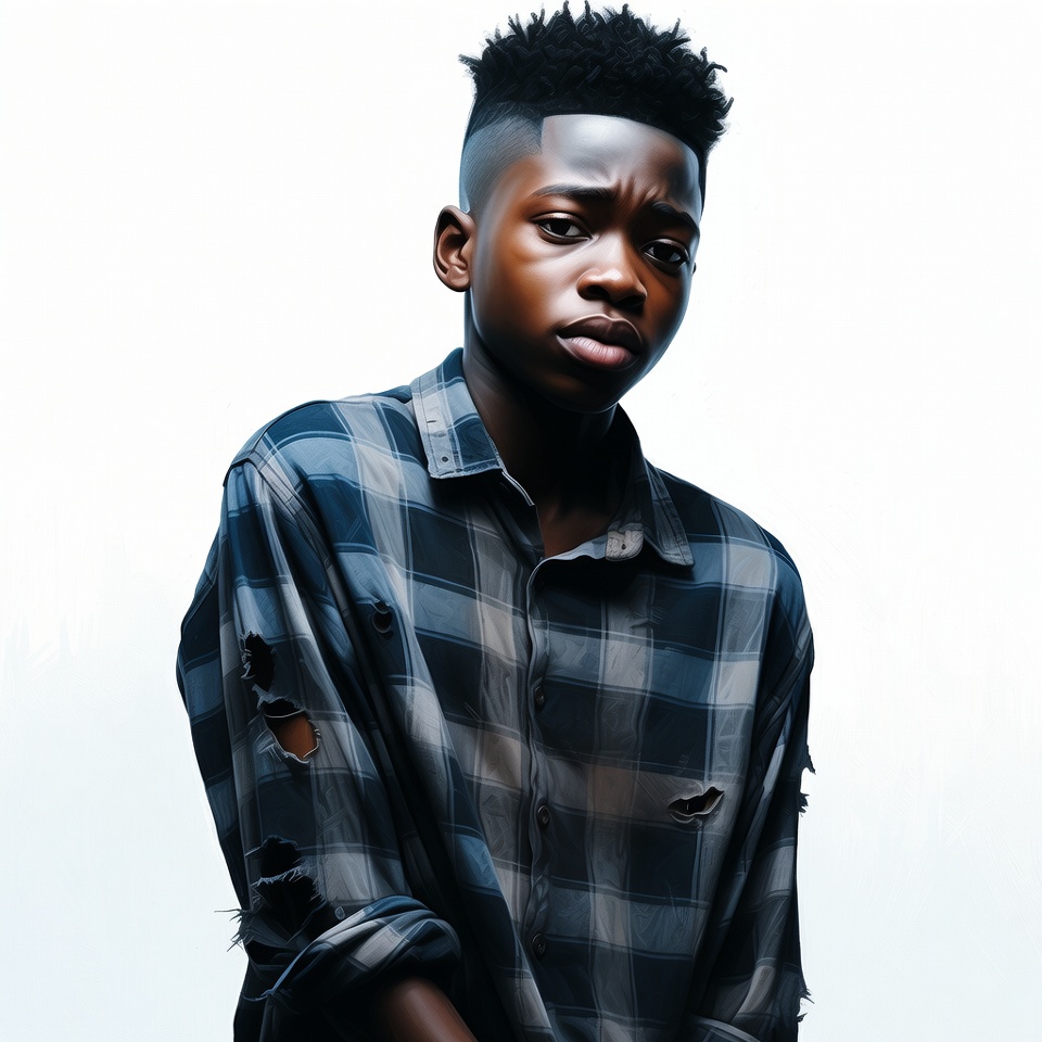 African-American boy in plaid shirt African-American boy in plaid shirt