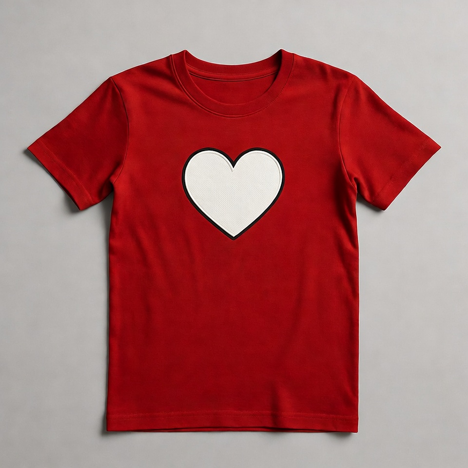 Red Kids T-Shirt with White Heart Red Kids T-Shirt with White Heart