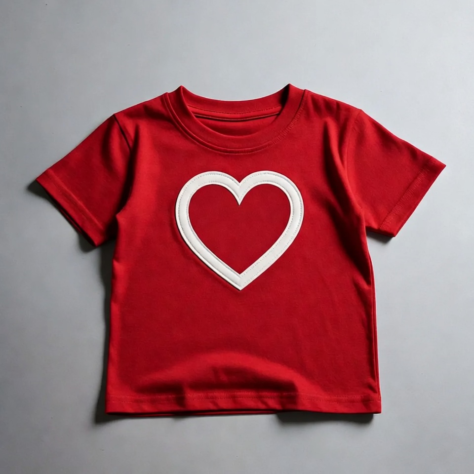 Red baby t-shirt with white heart Red baby t-shirt with white heart