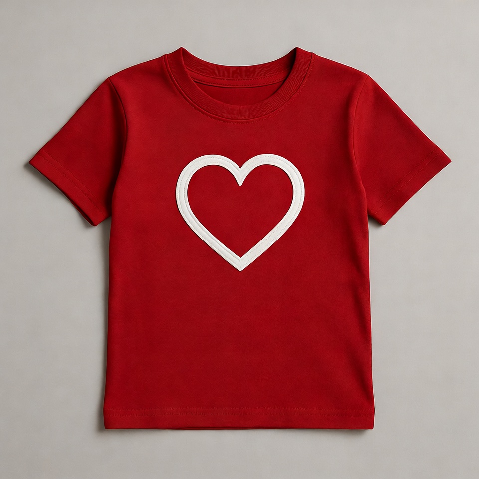 Red toddler t-shirt with white heart Red toddler t-shirt with white heart