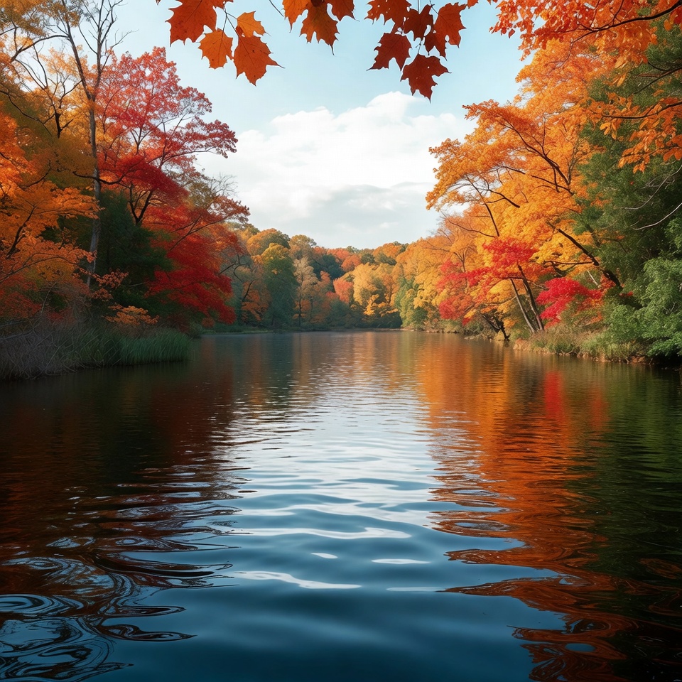 Autumn Forest Lake with Fall Foliage Autumn Forest Lake with Fall Foliage