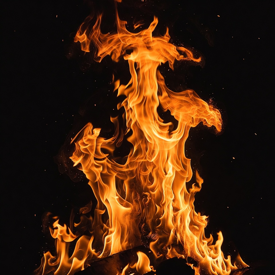 Intense orange flames on black background Intense orange flames on black background