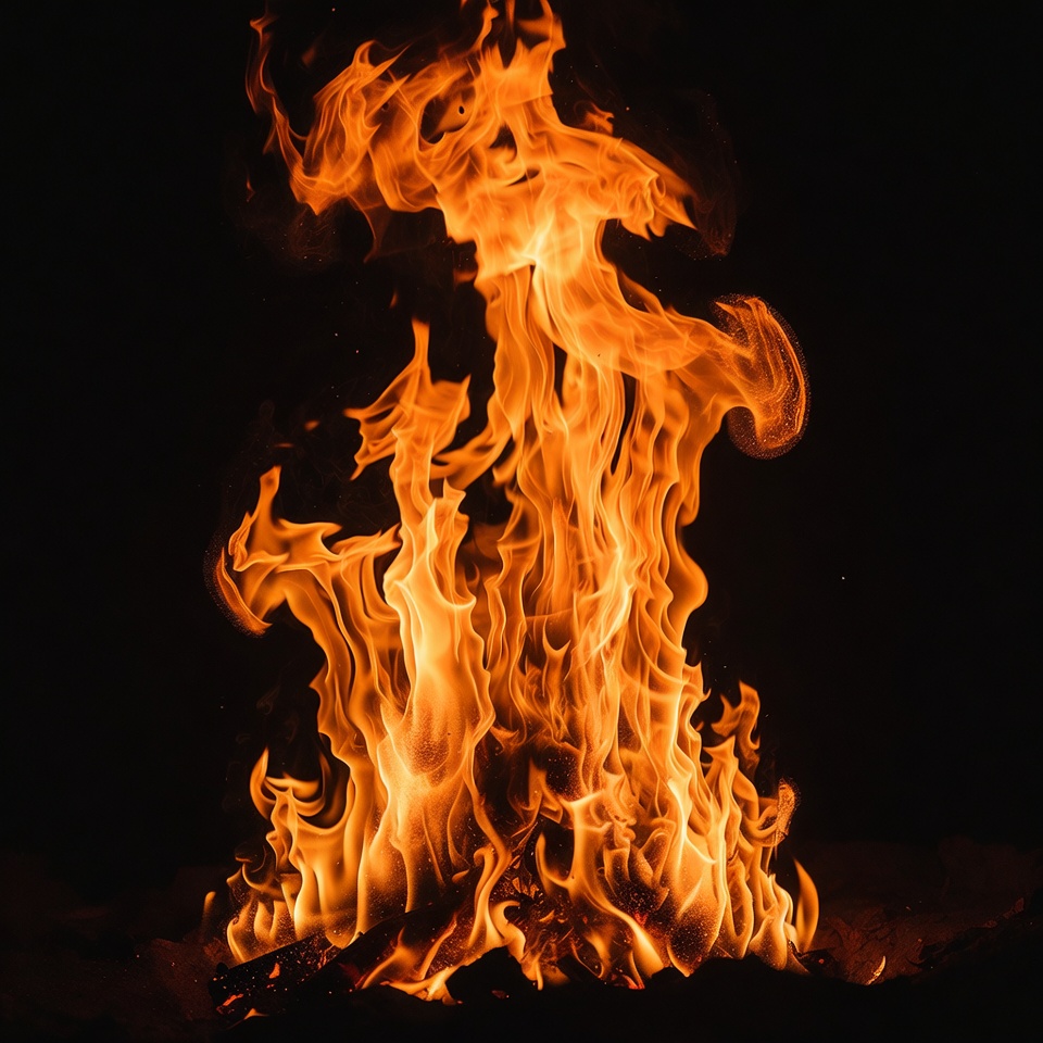 Burning Flames on Black Background Burning Flames on Black Background
