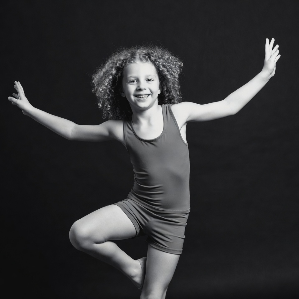 Curly-haired girl doing yoga pose Curly-haired girl doing yoga pose