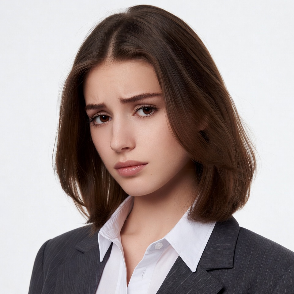 Young woman in gray suit suit Young woman in gray suit suit