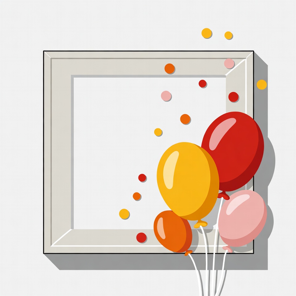 Colorful Balloons in Empty Picture Frame Colorful Balloons in Empty Picture Frame