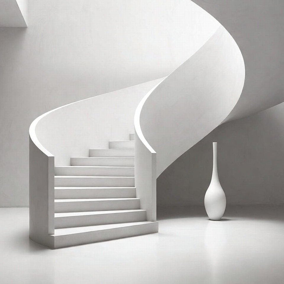 White Spiral Staircase with Vase White Spiral Staircase with Vase