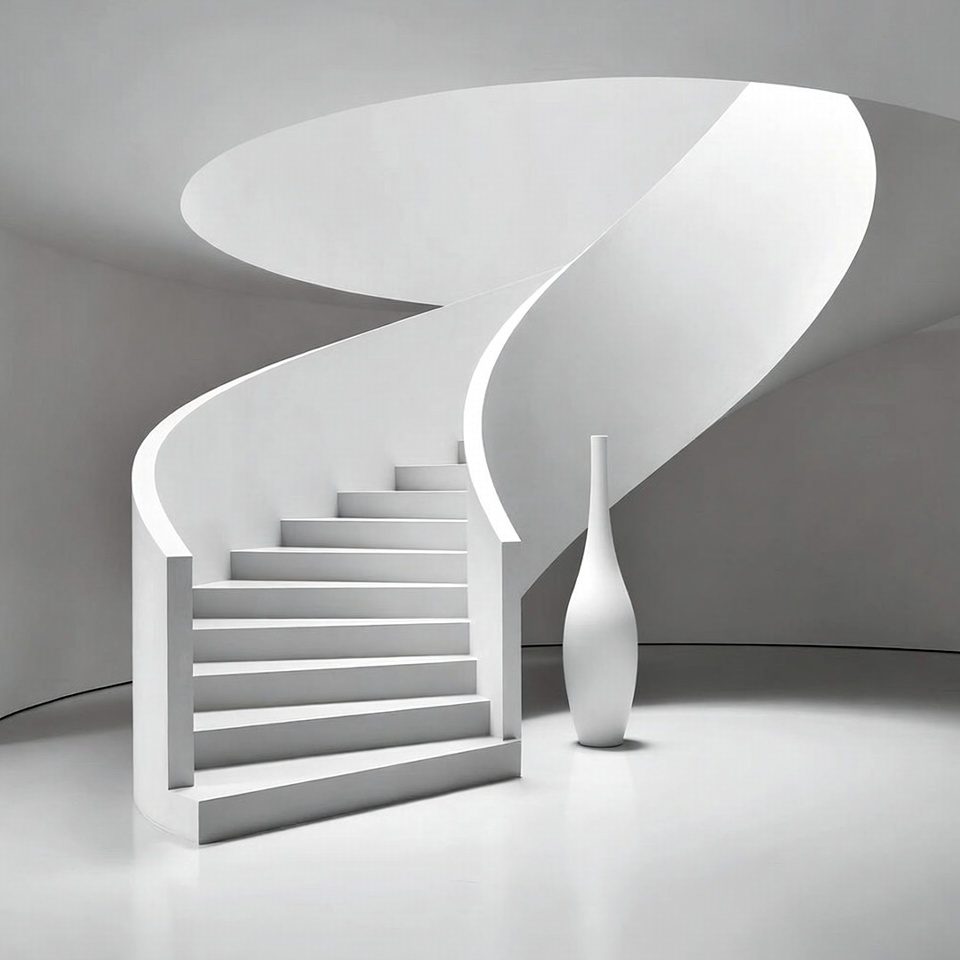 White Spiral Staircase with Vase White Spiral Staircase with Vase