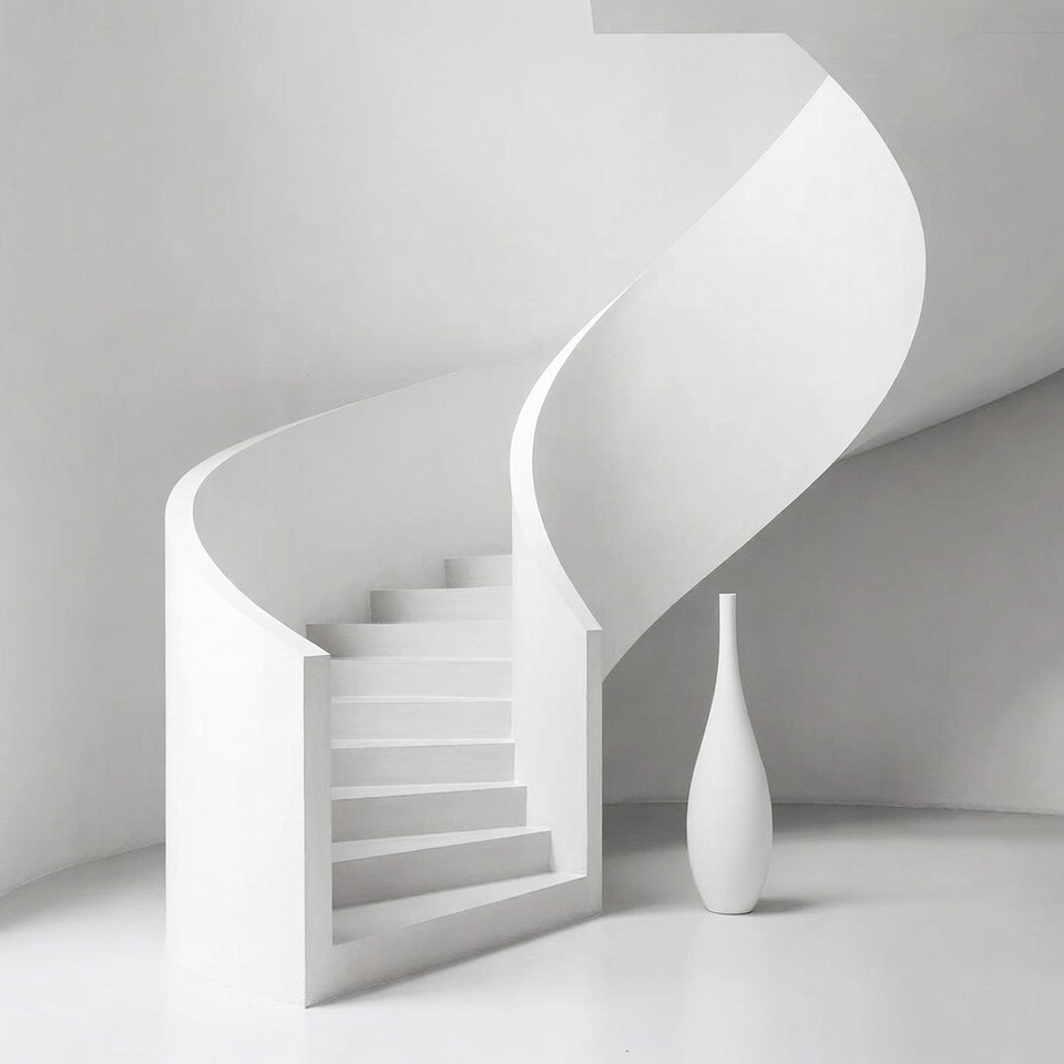White Spiral Staircase with Vase White Spiral Staircase with Vase