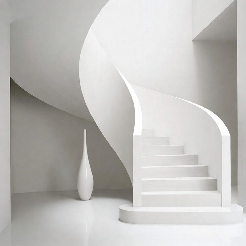 White Spiral Staircase with Vase White Spiral Staircase with Vase