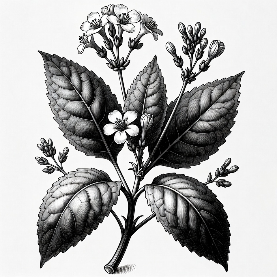 Black and White Jasmine Plant Illustration Black and White Jasmine Plant Illustration