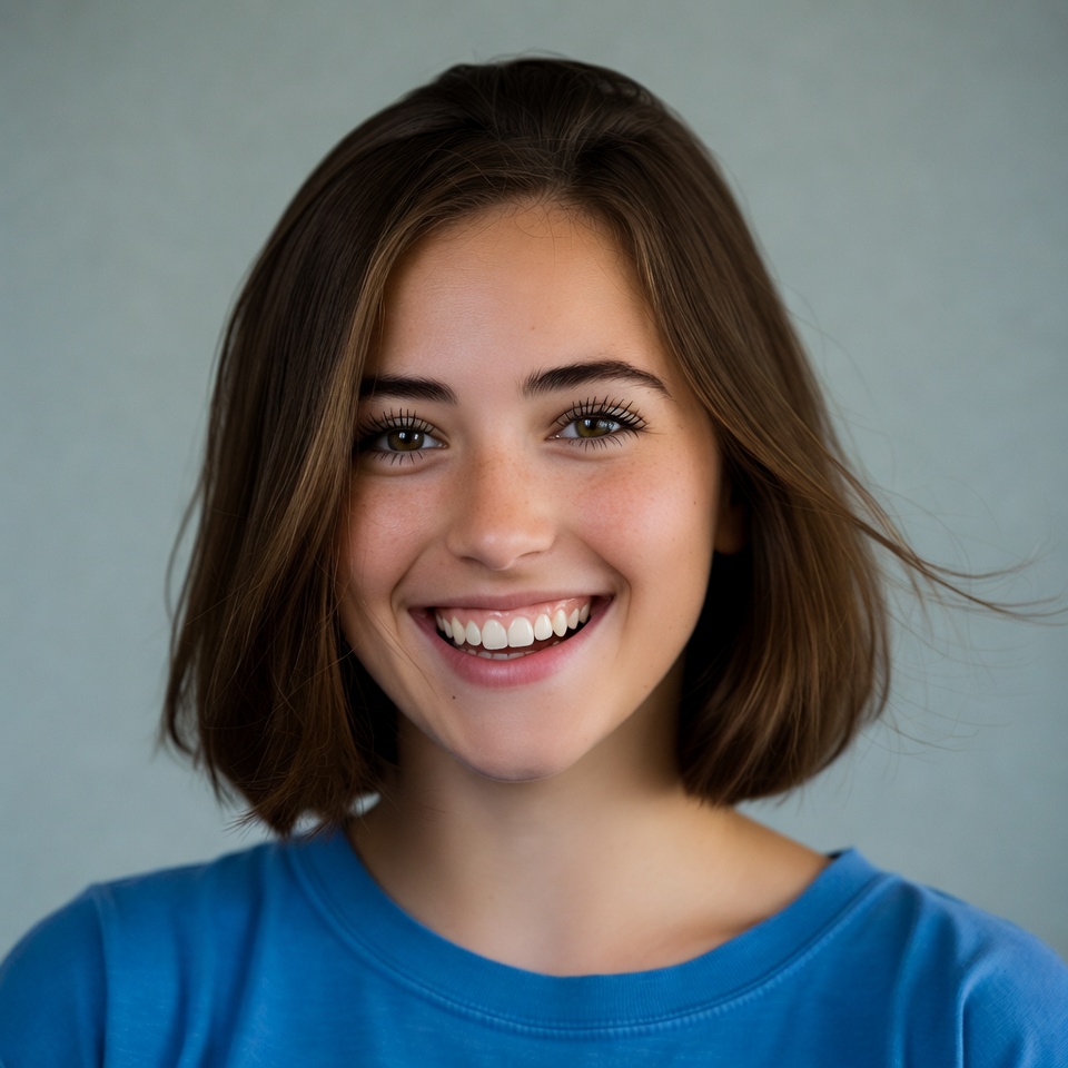 Smiling woman with bob haircut Smiling woman with bob haircut