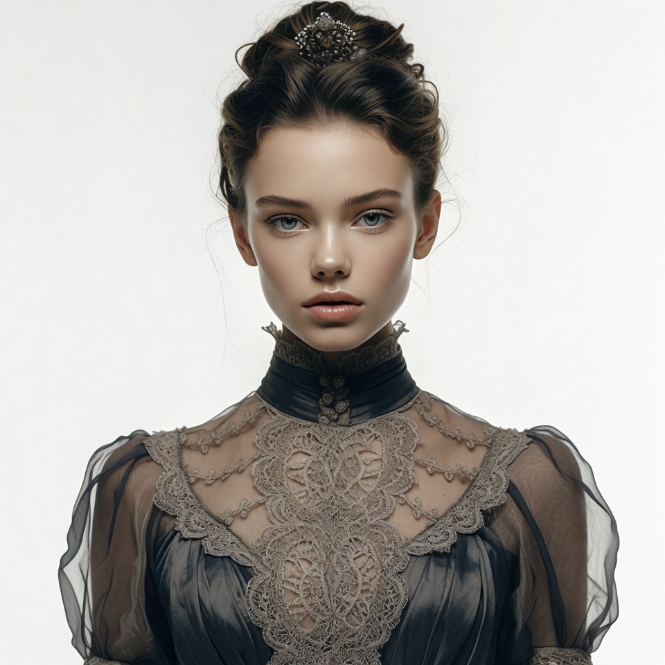 Woman in Victorian lace dress Woman in Victorian lace dress