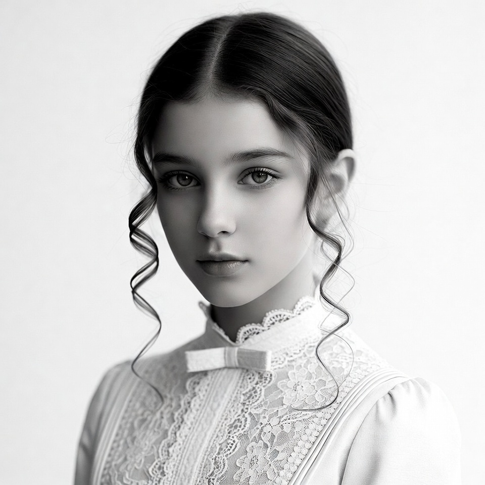 Girl in lace dress with curls Girl in lace dress with curls