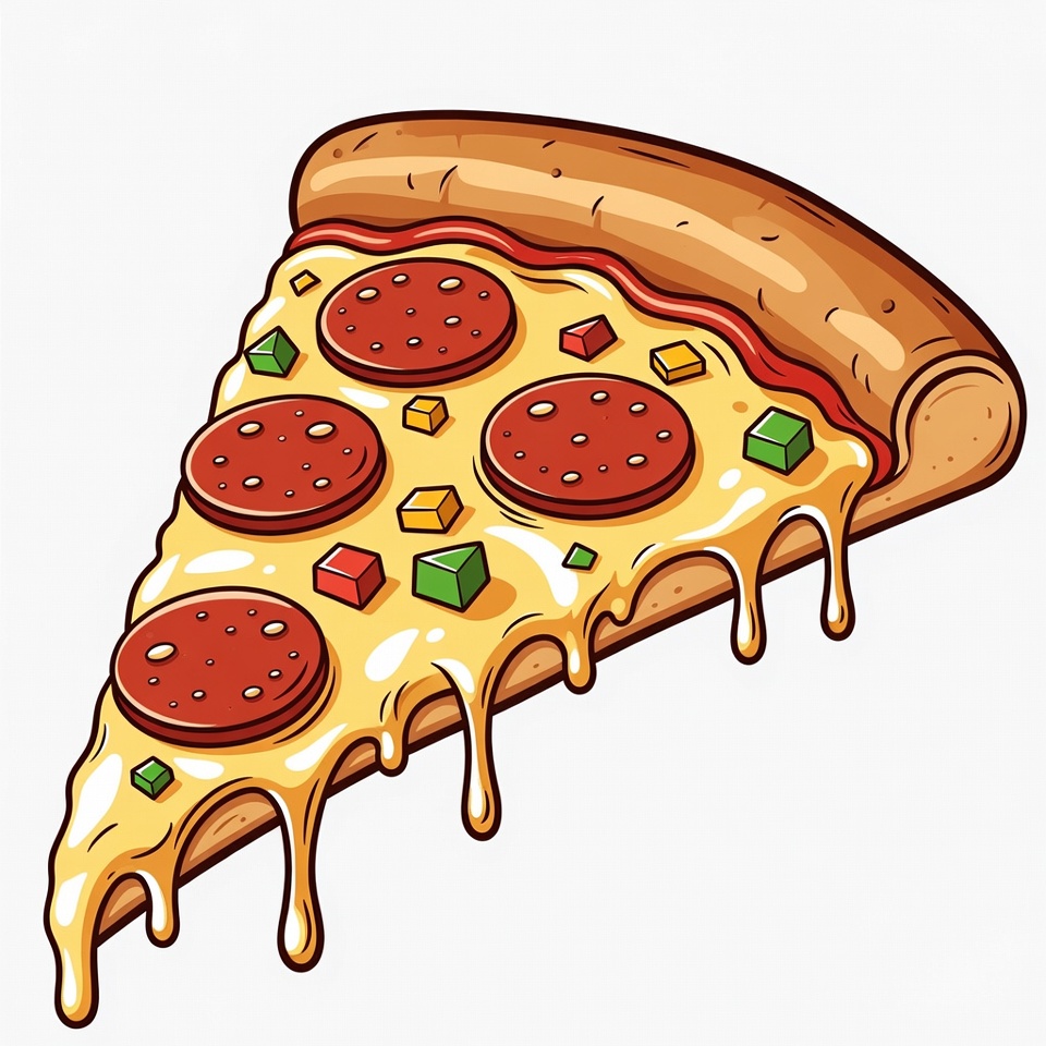 Pizza Slice with Pepperoni and Cheese Pizza Slice with Pepperoni and Cheese