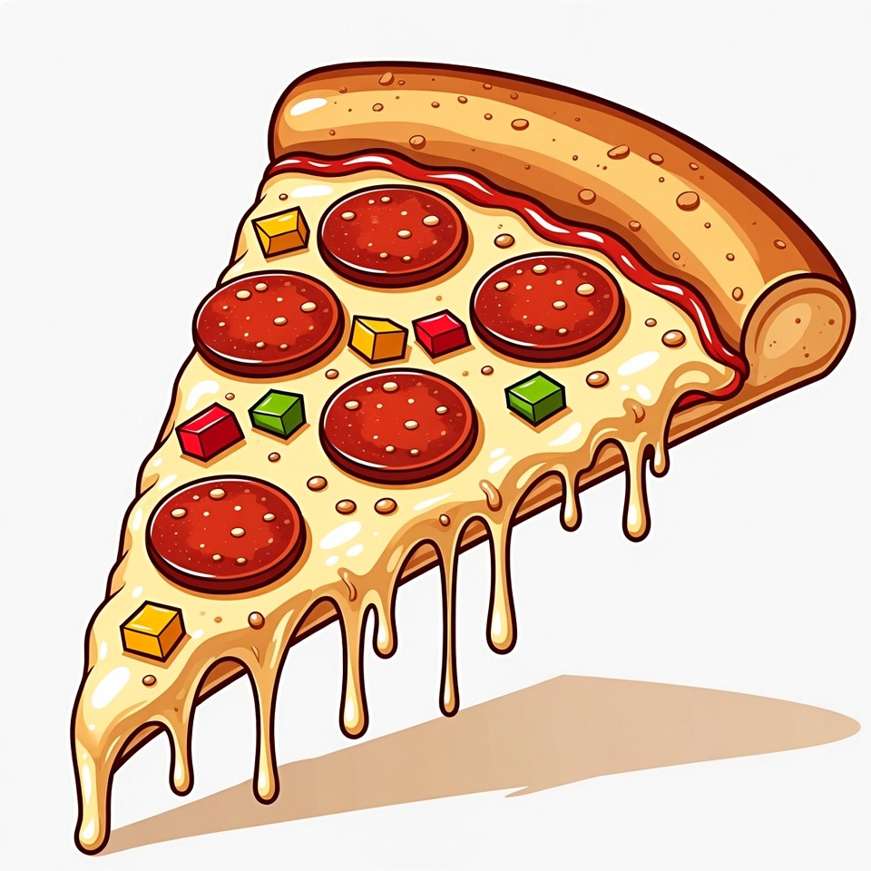 Pepperoni Pizza Slice with Cheese Drip Pepperoni Pizza Slice with Cheese Drip