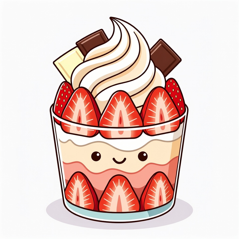 Kawaii Strawberry Parfait Illustration Kawaii Strawberry Parfait Illustration