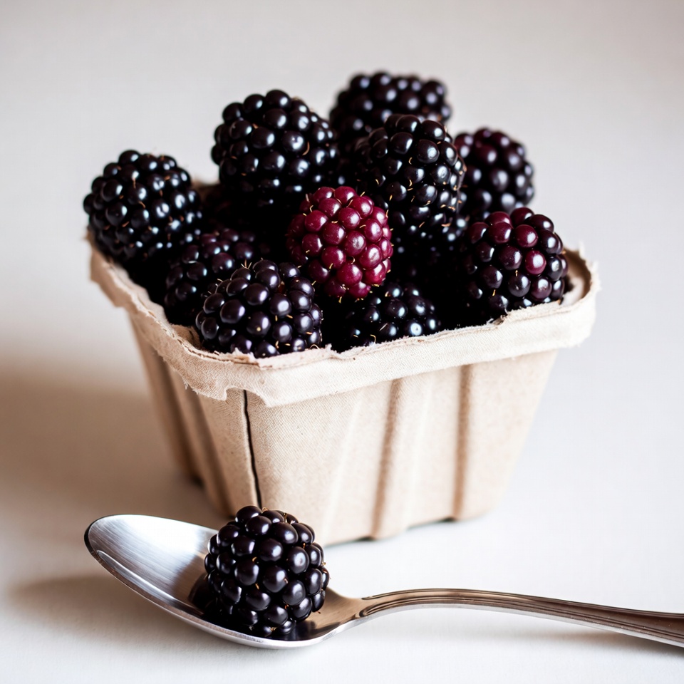 Blackberries in Carton with Spoon Blackberries in Carton with Spoon