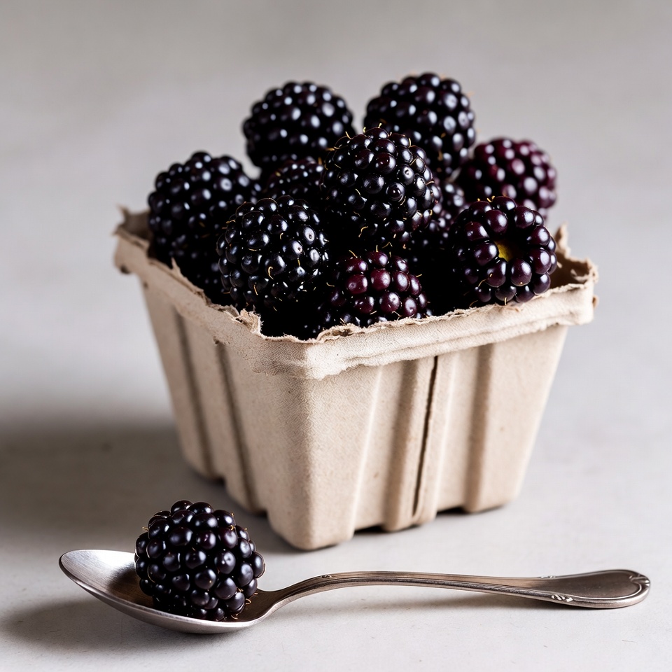 Blackberries in Carton with Spoon Blackberries in Carton with Spoon