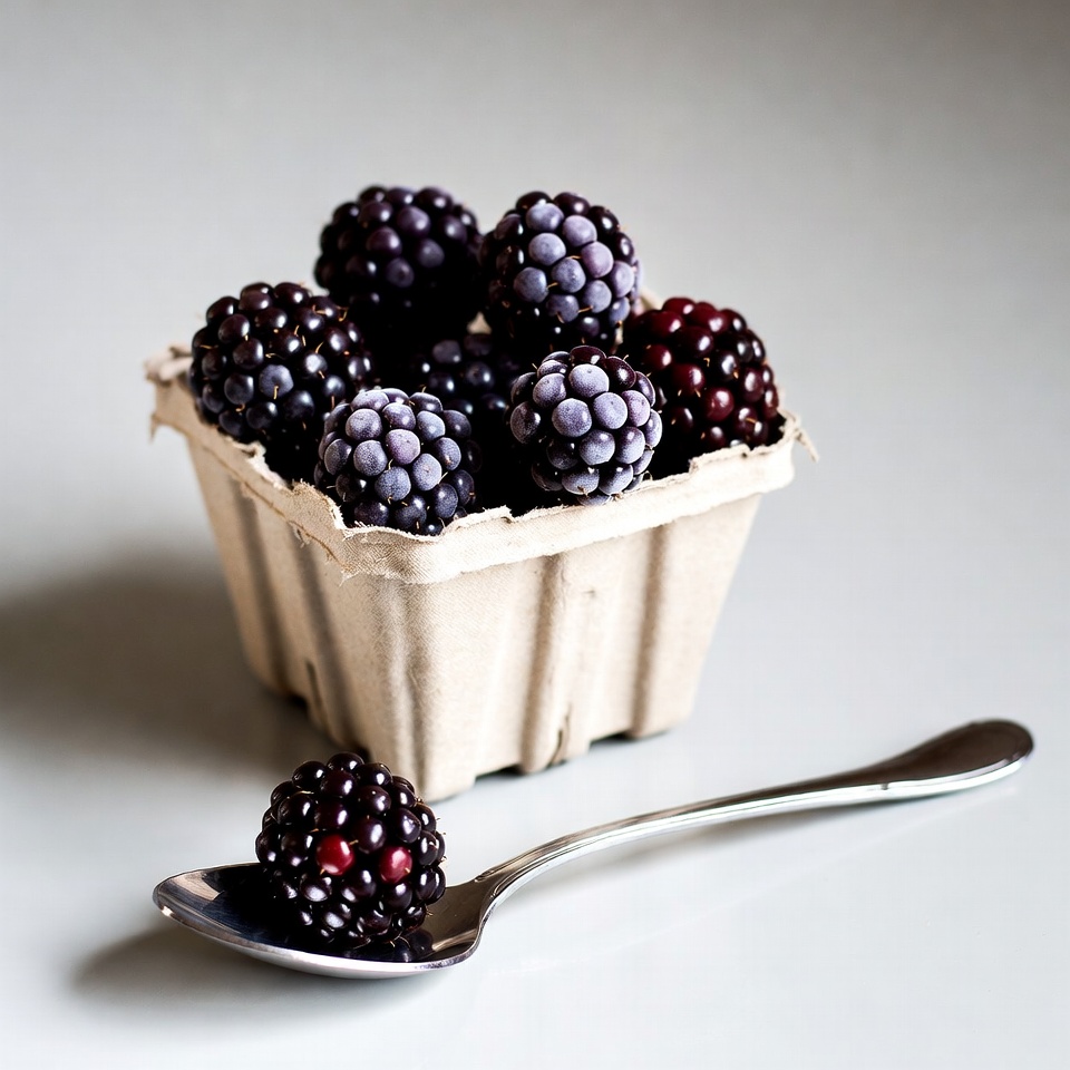 Blackberries in Carton with Spoon Blackberries in Carton with Spoon