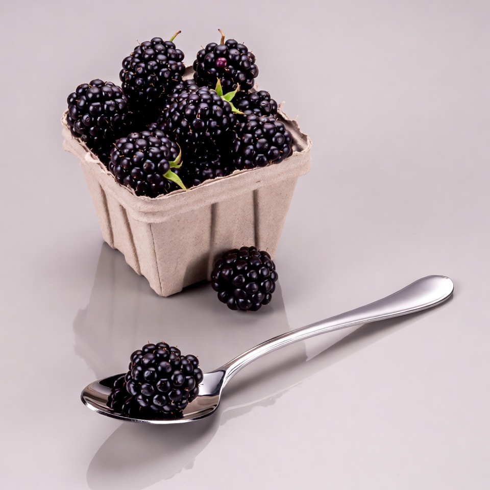 Blackberries in Carton with Spoon Blackberries in Carton with Spoon