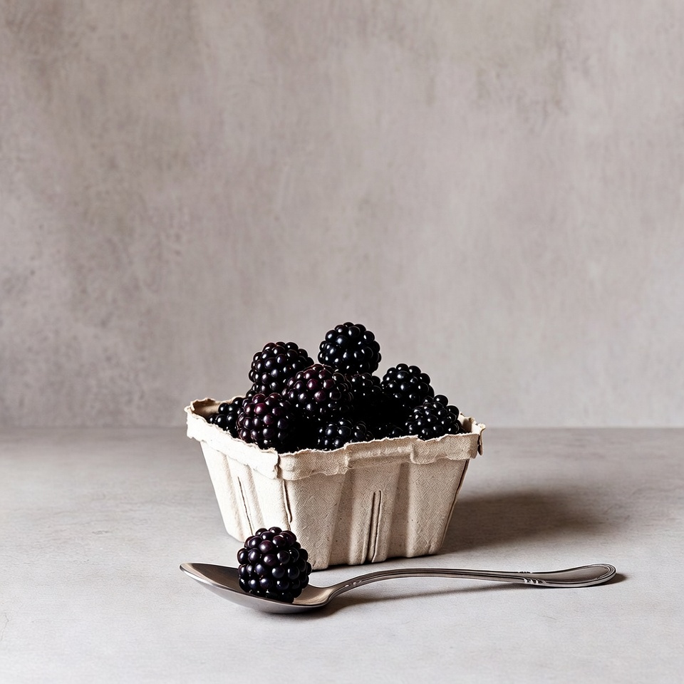 Blackberries in Carton with Spoon Blackberries in Carton with Spoon