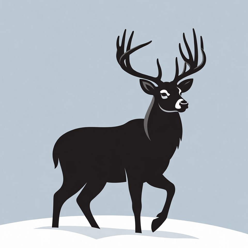 Black silhouette deer with antlers Black silhouette deer with antlers