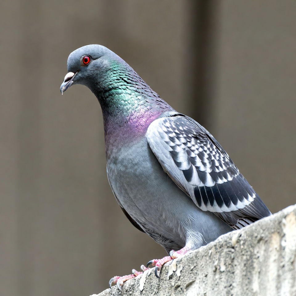 Gray pigeon perched on wall Gray pigeon perched on wall
