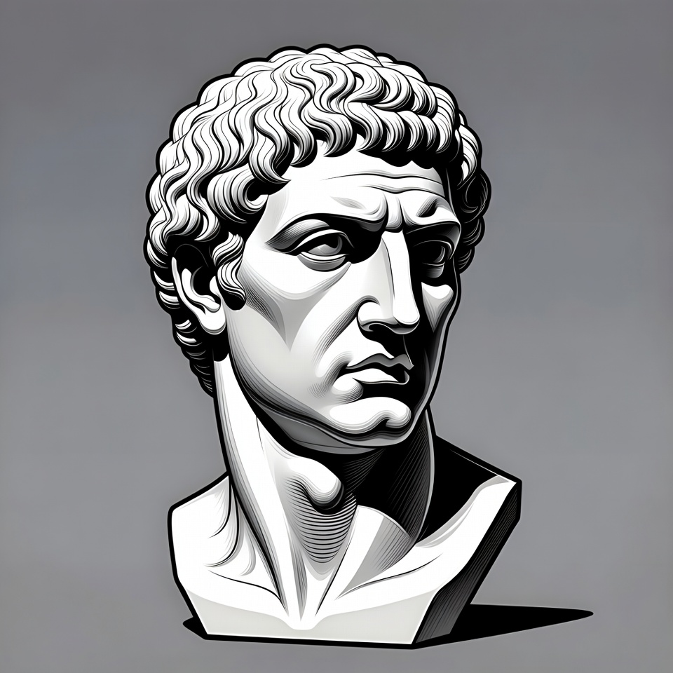 Roman Man Bust Illustration Roman Man Bust Illustration