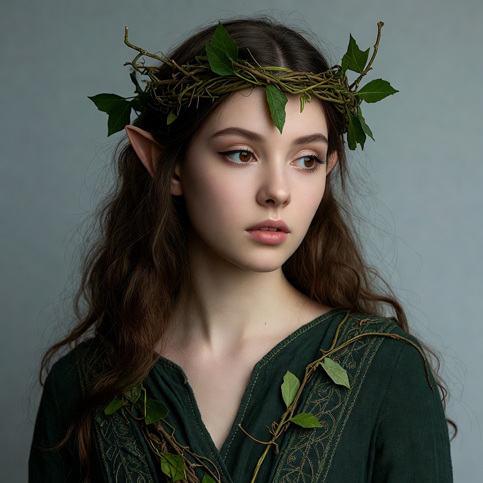 Woman with ivy wreath and elf ears Woman with ivy wreath and elf ears