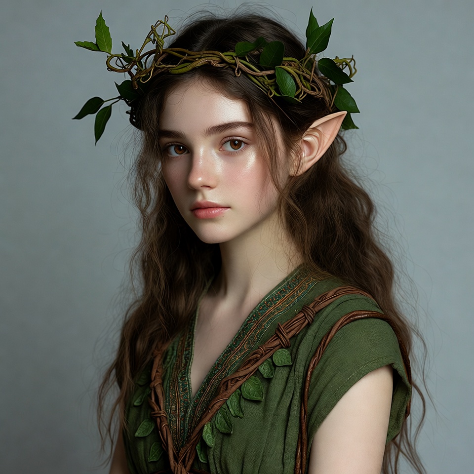 Elf girl with leaf crown Elf girl with leaf crown