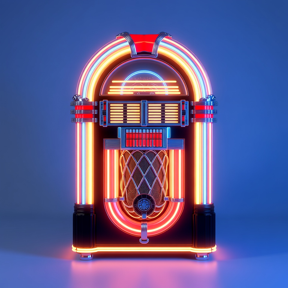 Neon-Lit Retro Jukebox Neon-Lit Retro Jukebox