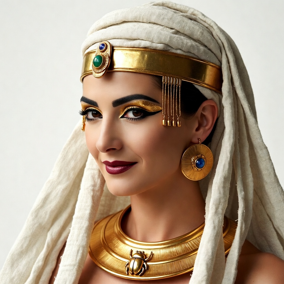 Egyptian Cleopatra Woman in Gold Jewelry Egyptian Cleopatra Woman in Gold Jewelry