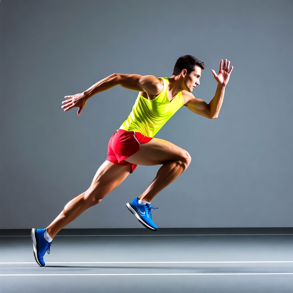 Man sprinting on track Man sprinting on track