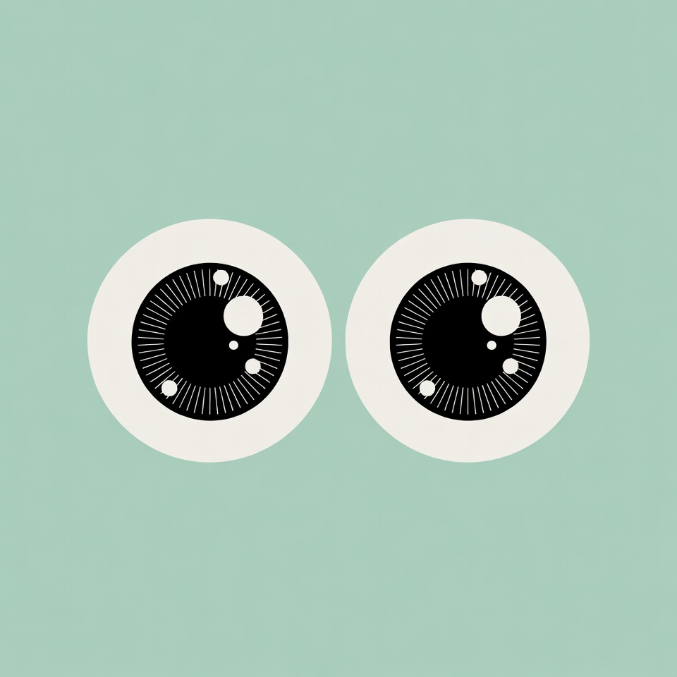 Cartoon Eyes on Green Background Cartoon Eyes on Green Background