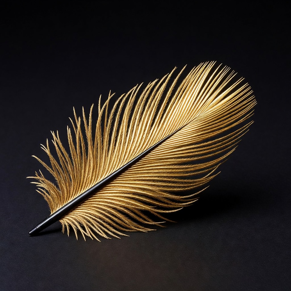 Golden Feather on Black Background Golden Feather on Black Background