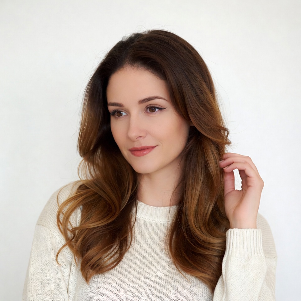 Woman with long brown hair Woman with long brown hair