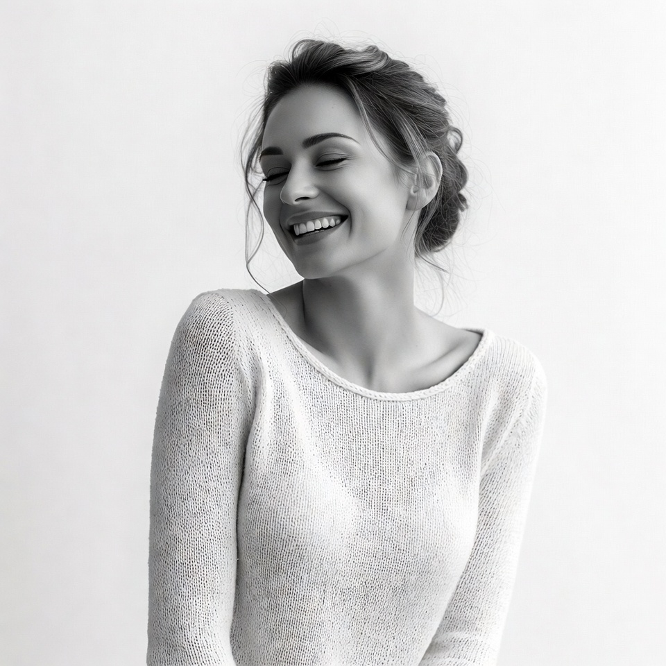 Smiling woman with updo hairstyle Smiling woman with updo hairstyle