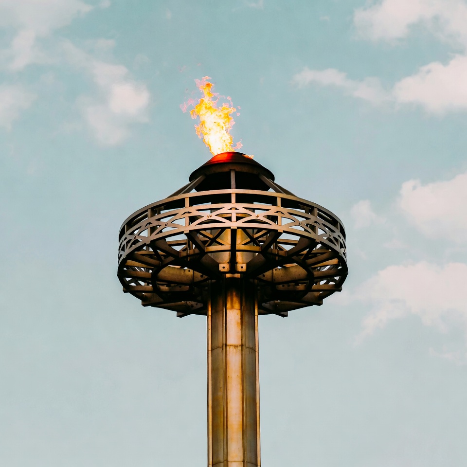Olympic Torch Burning Against Sky Olympic Torch Burning Against Sky