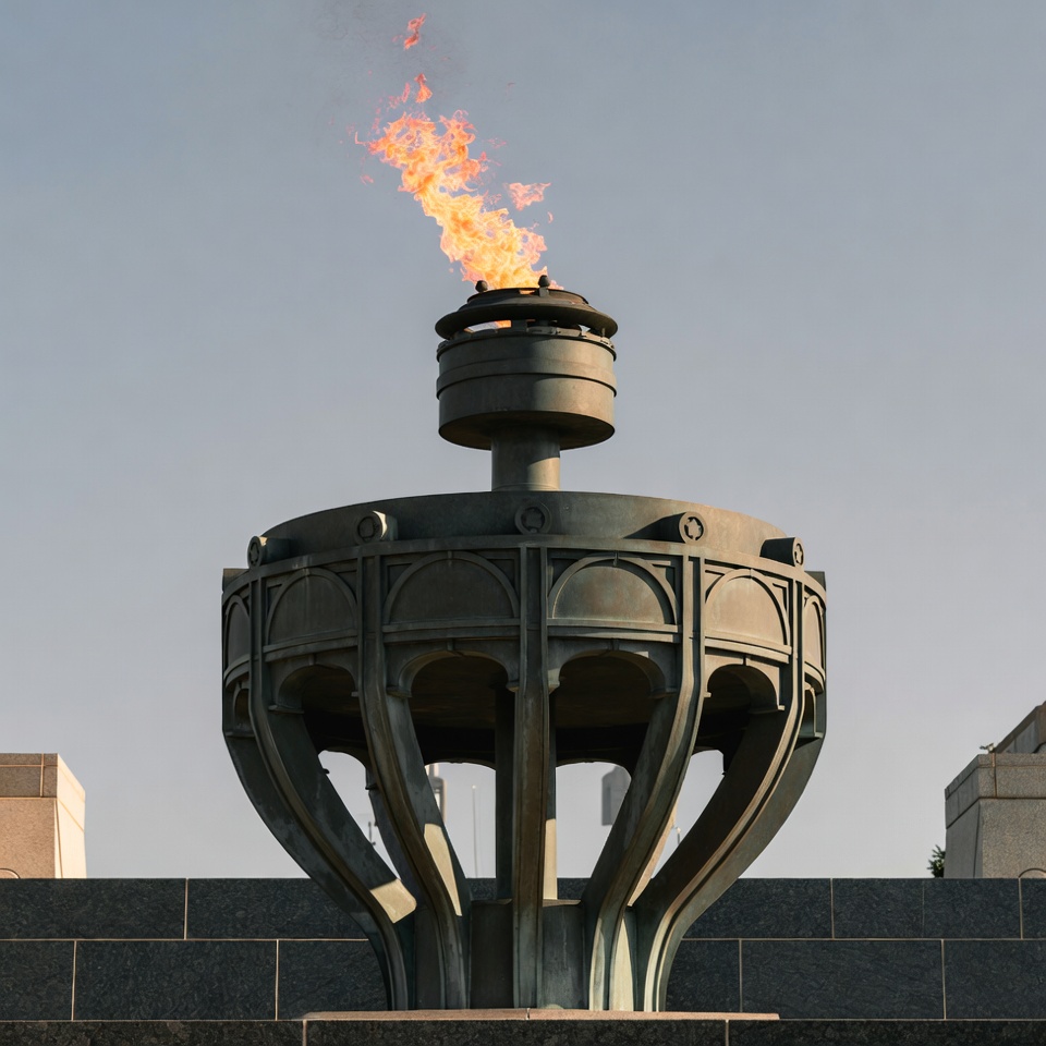 Flaming Torch on Stone Base Flaming Torch on Stone Base