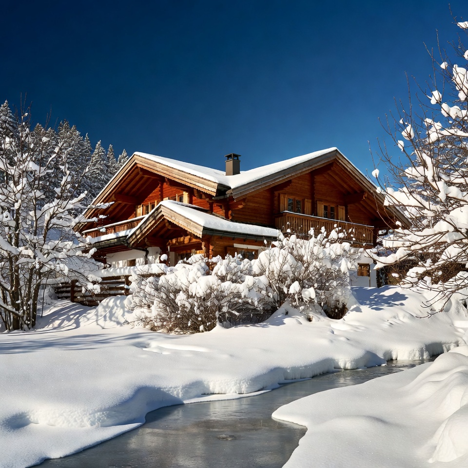 Chalet in snowy mountains Chalet in snowy mountains