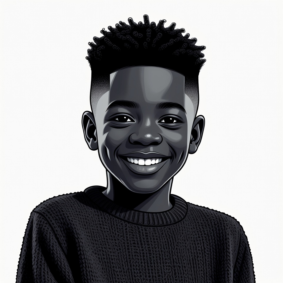 Smiling African-American boy illustration Smiling African-American boy illustration
