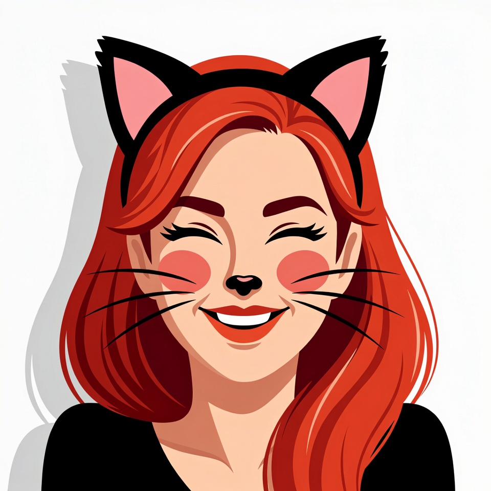 Redhead woman with cat ears Redhead woman with cat ears