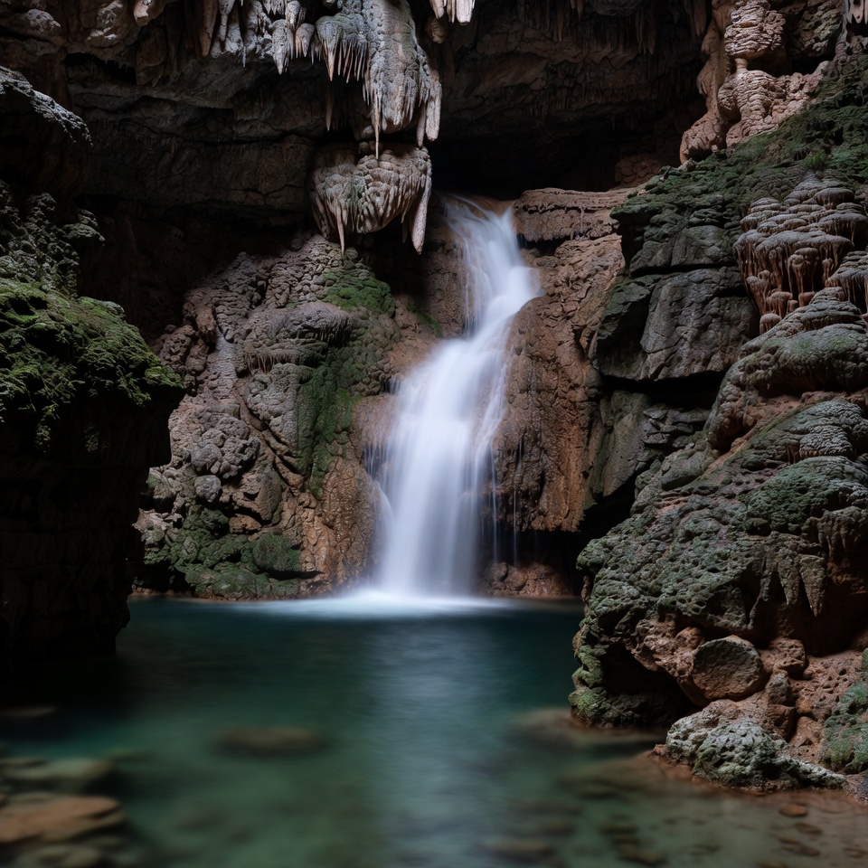 Waterfall in Rocky Cave Pool Waterfall in Rocky Cave Pool