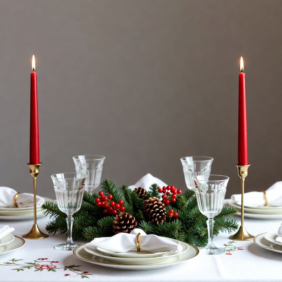 Elegant Christmas Table Centerpiece with Candles Elegant Christmas Table Centerpiece with Candles
